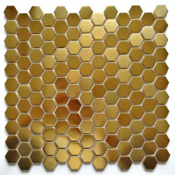 Brushed Metal Backsplash Tile Hexagon Gold Stainless Steel Mosaic