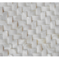 White Mother of Pearl Arched Tile Backsplash Herringbone Mosaic Pattern Nature Shell Material