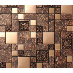 Vintage Style Fireplace Tiles Metallic-Finished Fossils Mosaic