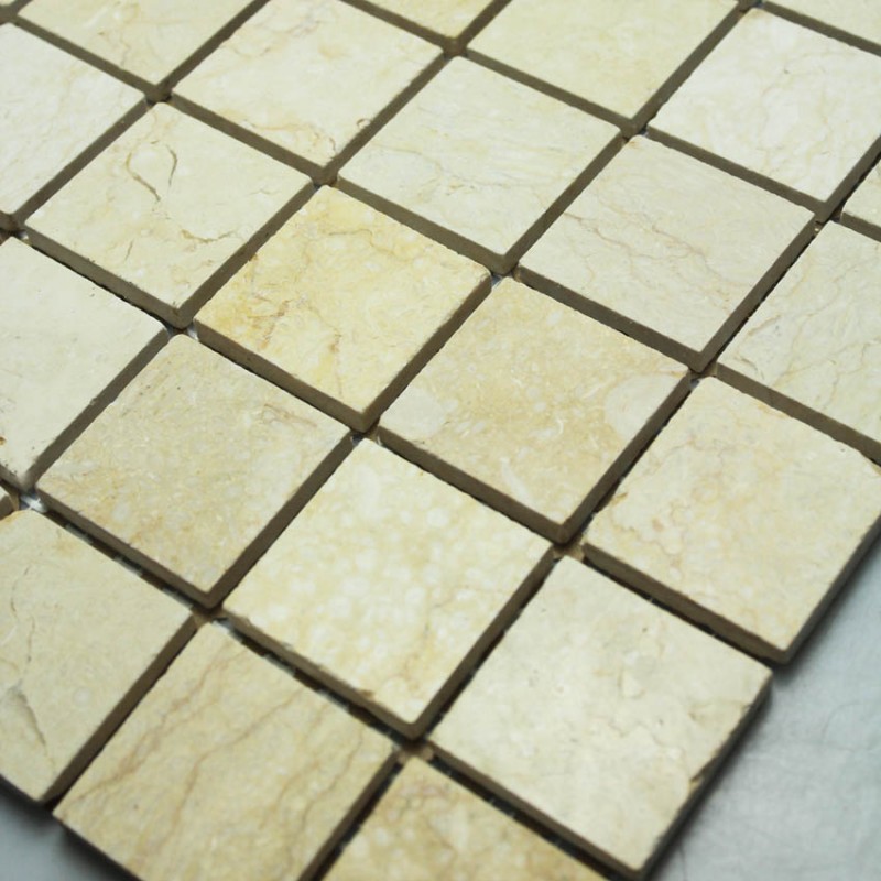 Stone Mosaic Tile Square Beige Patterns Kitchen Wall Marble Backsplash