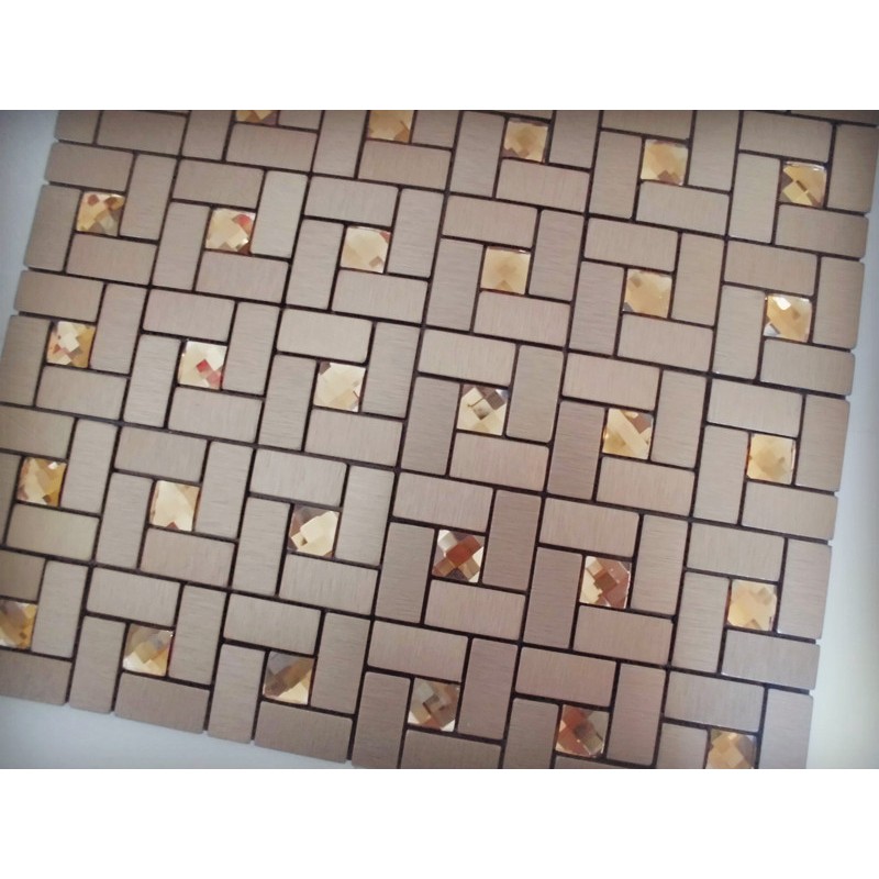 Adhesive Mosaic Tile Bronze Brushed Aluminum Metal Glass