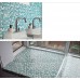 Cream Stone Crackle Crystal Tile Backsplash Blue Glass Mosaic Wall Cracked Shower Floor Tile