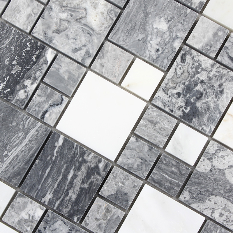 Whole Grey Stone With White Crystal Mosaic Tile Sheet Square Grey Stone With White Crystal Mosaic Tile Sheet Marble Backsplash Of Wall Stickers Bedroom Kitchen