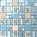 Backsplash Tiles Kitchen Blue Glass & Stone Blend Mosaic Natural Marble Bathroom Shower Wall Tiles 8837