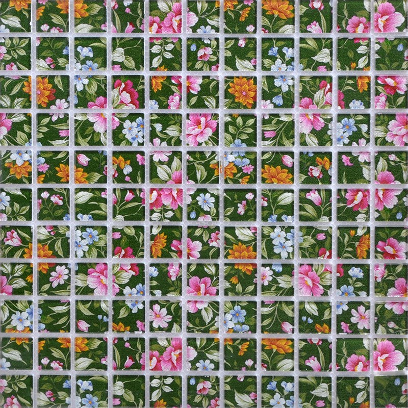 Puzzle Mosaic Wall Tiles For Backsplash Flower Pattern Design Puzzle Mosaic Wall Tiles For Backsplash Green White Crystal Glass Tile Flower Pattern Design