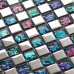 Multi-Colored Crystal Mosaic Squares Silver Coated Glass Tile Backsplash Bathroom Wall Tiles