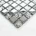 Crystal Glass Tiles Sheet Square Mosaic Tiling Bathroom Wall Tiles Silver Metal Coating Tile Ktchen Backsplash 8123