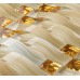 Hand Painted Glass Tile Gold Crystal Mosaic Backsplash Arched Pattern Bathroom Wall Tiles