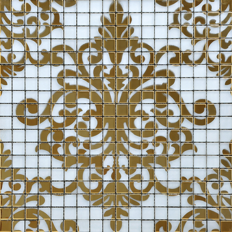 Crystal Glass Tile Gold Mosaic Collages Design Interior Wall Tile Murals Bathroom Decoration