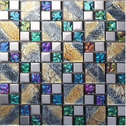Multicolor Glass Mosaic Tiles Rainbow Versaille Pattern Backsplash & Wall Tile