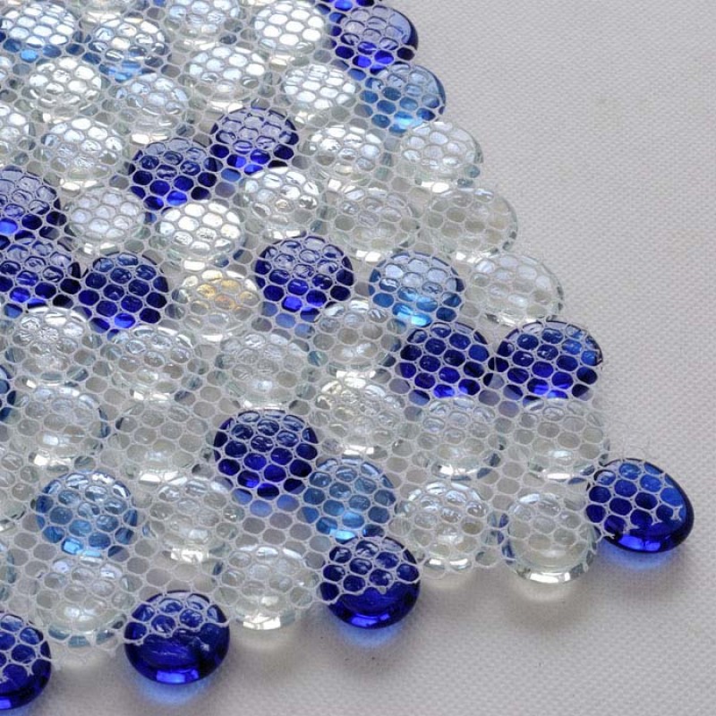 Wholesale Glass Tiles Backsplash Wall Decor Blue White Mix Pebble Tile