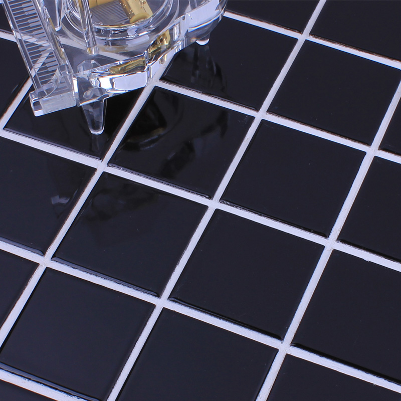 Wholesale Glazed Porcelain Brick Tile Mosaic Black Square