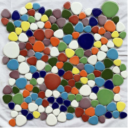 Pebbles Porcelain Glazed Tile Multicolored Heart-shaped Mosaic Floor Tiles