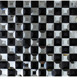 Beveled Glass Mosaic Black & Silver Mirror Backsplash Wall Tile