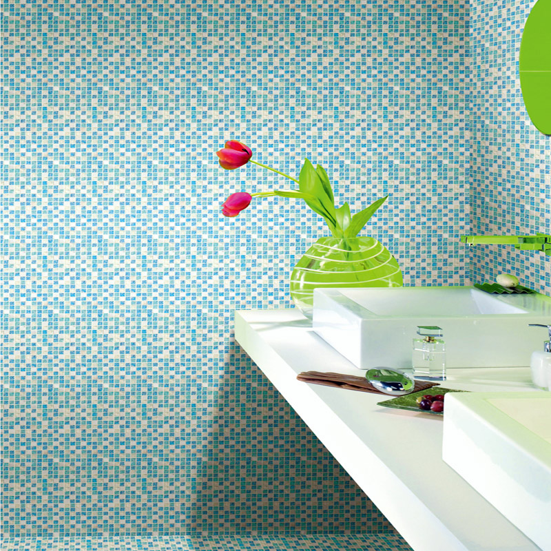 Stone Glass Mosaic Tiles Blue Ice Crack Crystal Backsplash Tile Cream