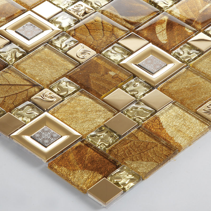 brown crystal glass mosaice tile 304 stainless steel FREE SHIPPING wall
