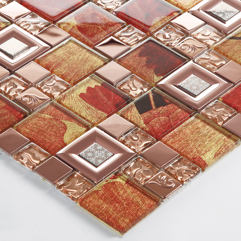 Red Mosaic Tile Backsplash / Crystal Glass Tile Red Puzzle Mosaic Tile