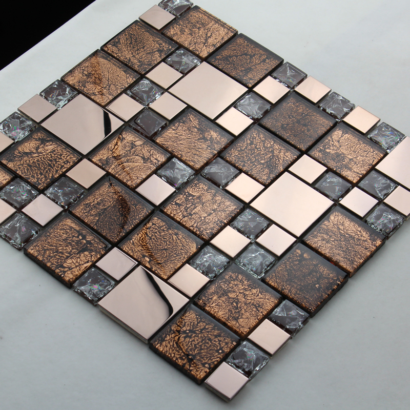 rose gold tile backsplash