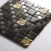 Metal Backsplash Tiles Stainless Steel Sheet and Crystal Glass Blend Mosaic Wall Decor 636