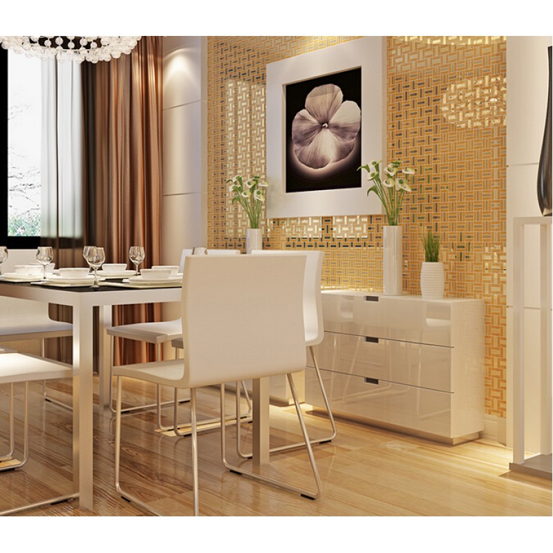 gold mosaic tile 304 stainless steel tile crystal glass diamond design