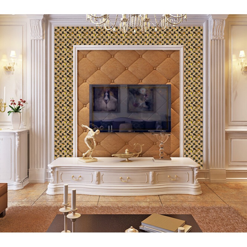 plated gold crystal mosaic tile wall backsplashes hall wall design
