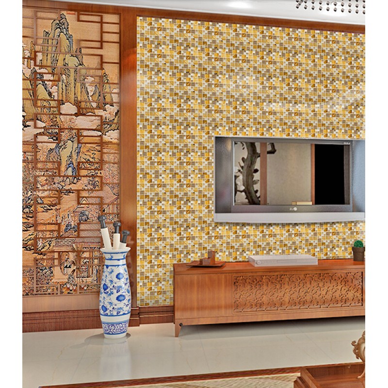 gold 304 stainless steel metal tiles crystal glass mosaic tile wall