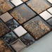 Rose gold Stainless Steel Metal Mosaics Crackle Glass Tile Wall Tiles Bathroom Backsplash CGS007