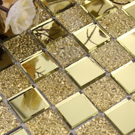 mirror mosaic glass tiles tile gold bathroom shower backsplash decorative mirrored sheets vitreous crystal sheet frame decor designs carrelage verre