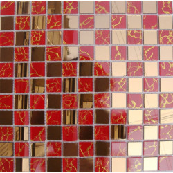 Red Squares Mirror Glass Tile Glossy Mosaic Bathroom Wall Tiles