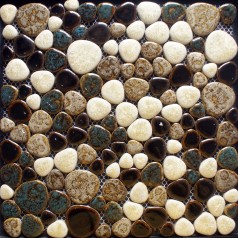 Heart-shaped Porcelain Pebble Tile Sheets Mosaic Art Mixed Bathroom Shower Wall Stickers ADT126