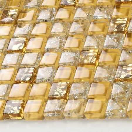 Crystal Glass Tile Backsplash Border Bathroom Gold Glass Ice Cracked Mosaic Design Liner Wall Tiles Sheets