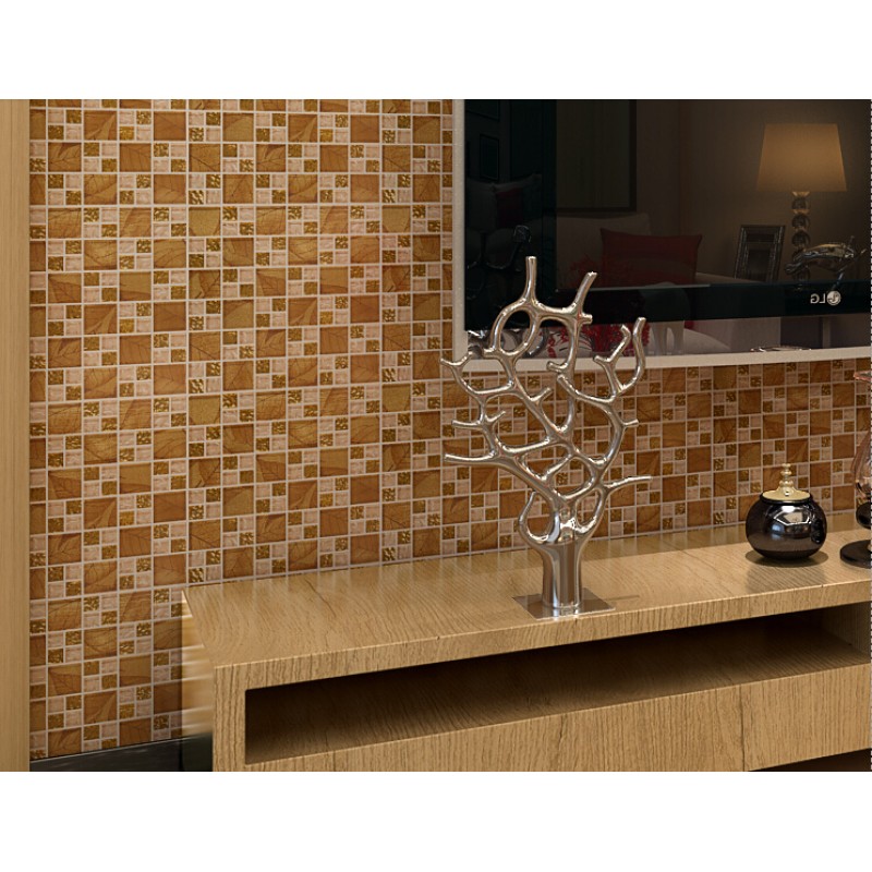 gold hand painted glass tile crystal mirror tile wall ...