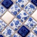 Blue and White Tile Glossy Porcelain Mosaic Bathroom 3D Flower Patterns Kitchen Backsplash WBPT33