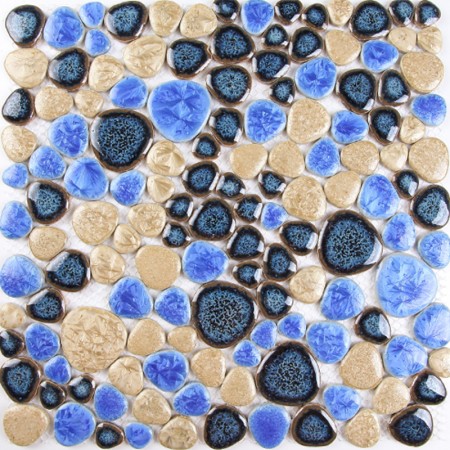 Glazed Porcelain Pebble Mosaic Tiles Wall Design Ceramic Tile Flooring Kitchen Backsplash ASD0