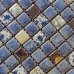 Porcelain Square Silver and Blue Mosaic Design Snowflake Style Kitchen Backsplash Wall Tiles ADT112