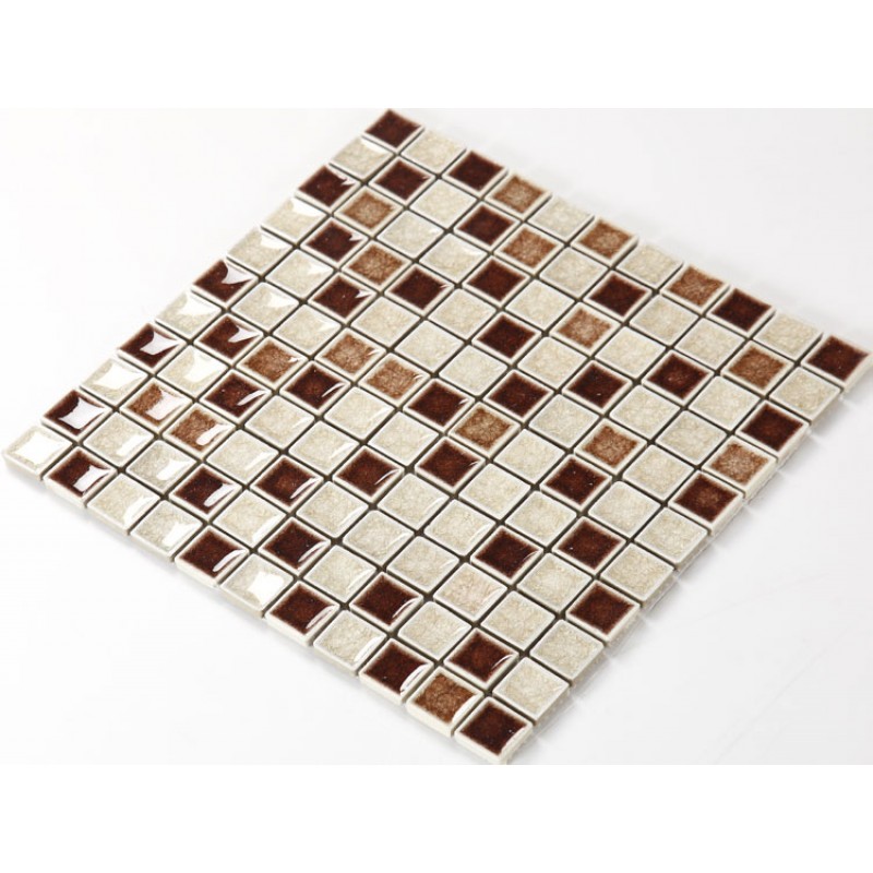 Crackle Glass Tile with Porcelain Base Bathroom Wall Tiles Brown Ice