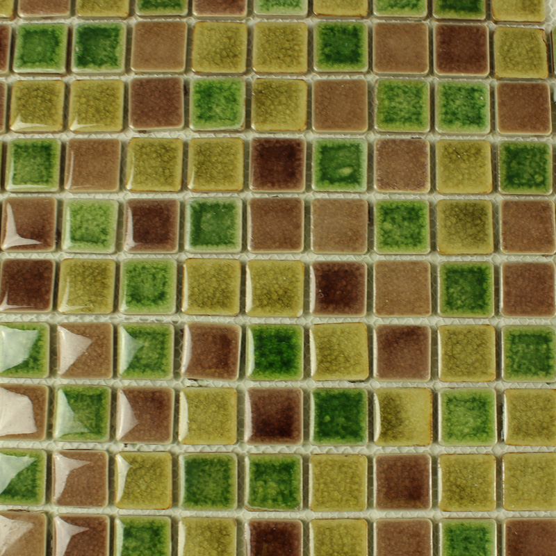 Green Porcelain Square Mosaic Tiles Wall Glazed Ceramic ...