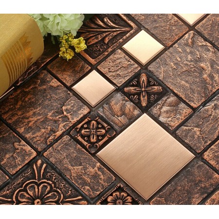 tile mosaic backsplash tiles kitchen glass porcelain steel stainless brass resin brushed sheets metal square designs patterns flooring shower b963