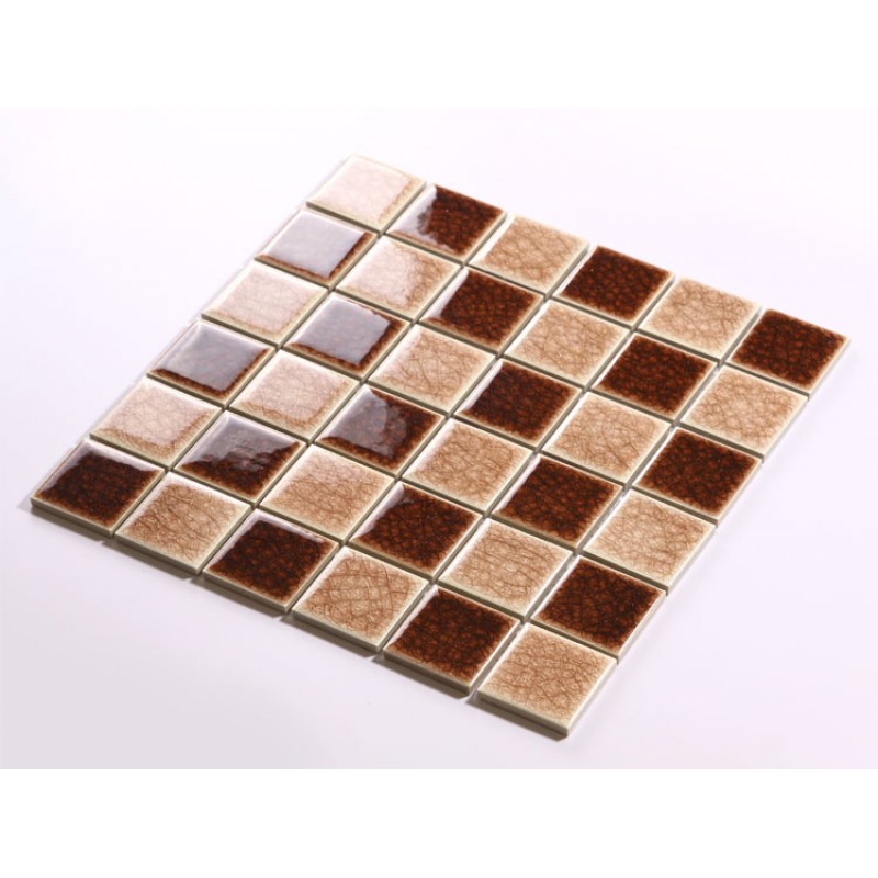 Crackle Glass Tile With Porcelain Base Brown Swimming Pool Tiles Flooring Kitchen Backsplash Wall Mosaic Dbl002