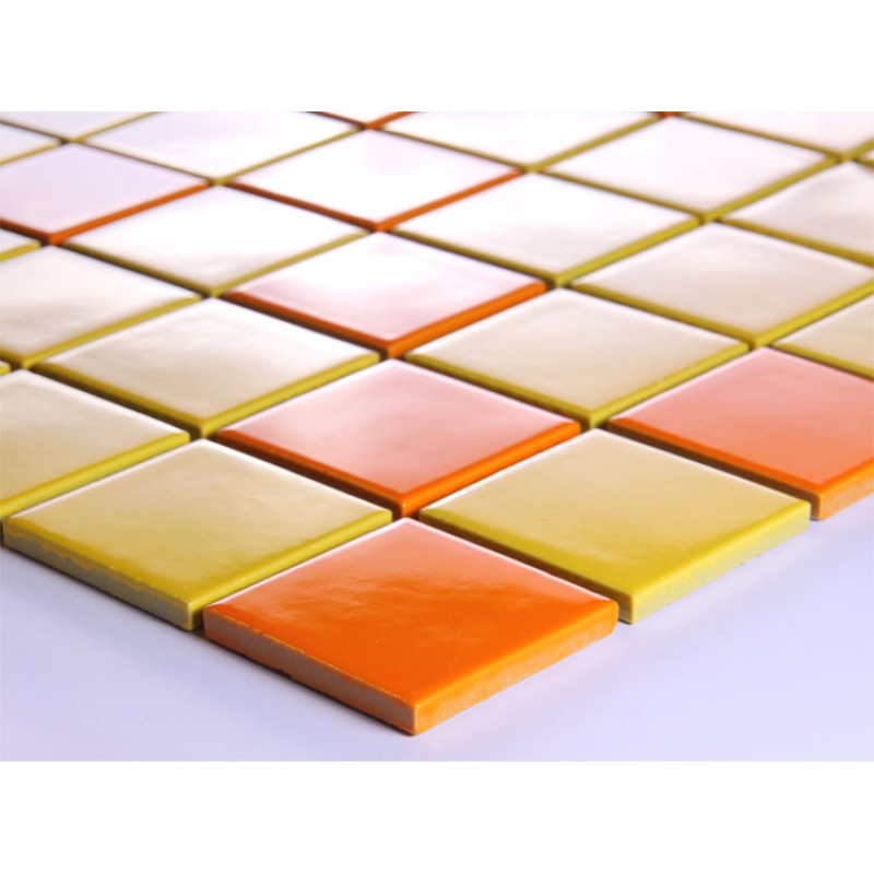 Yellow Porcelain Square Mosaic Tiles Wall Designs Ceramic Ttile