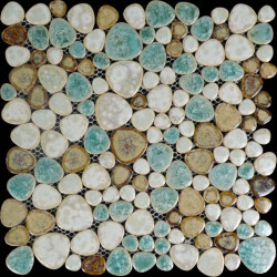 Porcelain Tile Pebble Heart-shape Glazed Ceramic Mosaic Pool Tiles