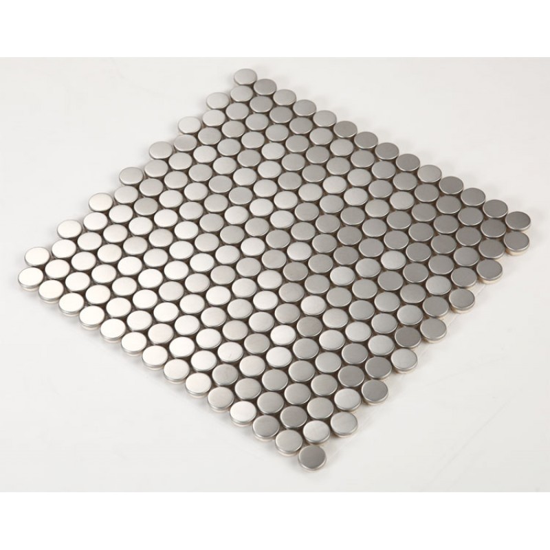 Penny Round Metal Wall Tile, Stainless Steel Penny Round Tile
