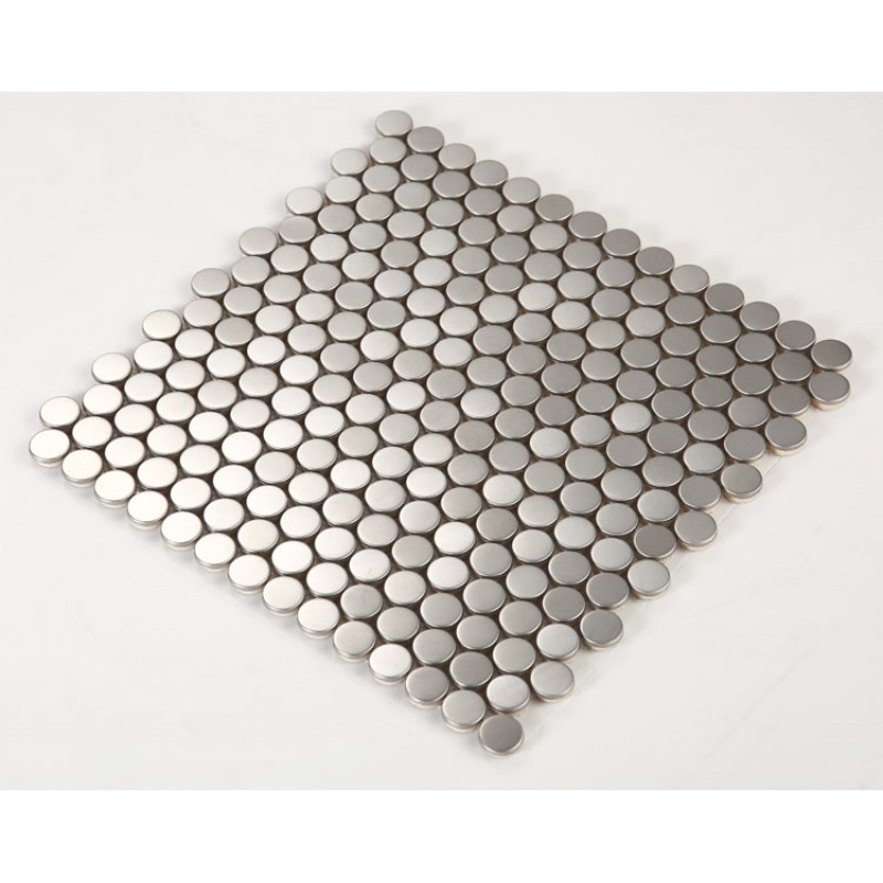 Stainless Steel Tile With Base Kitchen Backsplash Penny Round Metal Wall Tile Silver Mosaic Cheap Subway