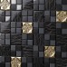 Metal Backsplash Tiles Stainless Steel Sheet and Crystal Glass Blend Mosaic Wall Decor 636