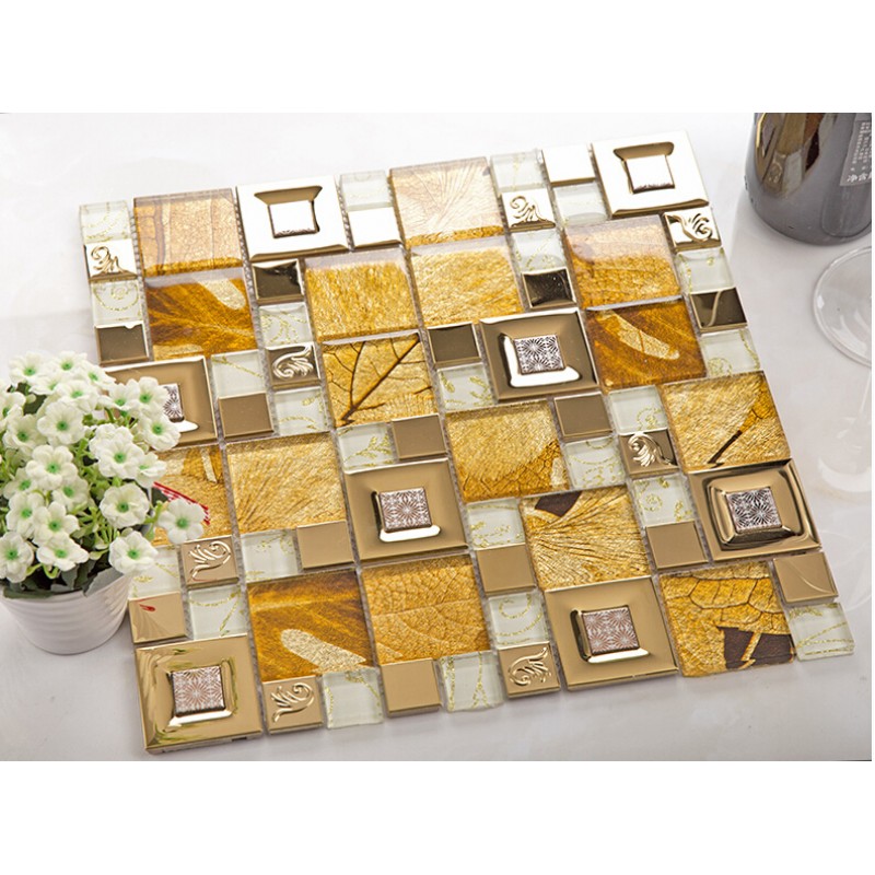 Gold 304 Stainless Steel Metal Tiles Crystal Gl Mosaic Gold 304 Stainless Steel Metal Tiles Crystal Gl Mosaic