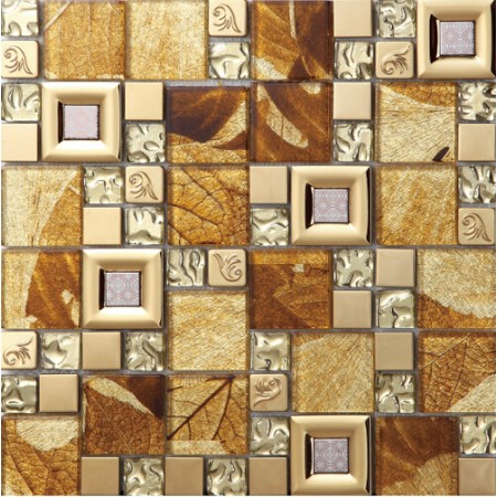 gold crystal glass mosaic kitchen tile stainless steel backsplash bathroom wall backsplashes SBLT801