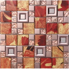 red crystal glass mosaic tile stainless steel backsplash metal wall backsplashes SBLT802
