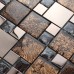 Rose gold Stainless Steel Metal Mosaics Crackle Glass Tile Wall Tiles Bathroom Backsplash CGS007
