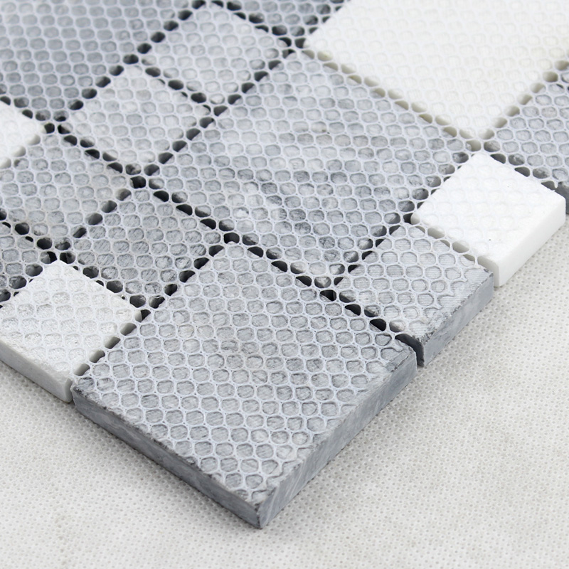 Whole Grey Stone With White Crystal Mosaic Tile Sheet Square White Crystal Mosaic Tile