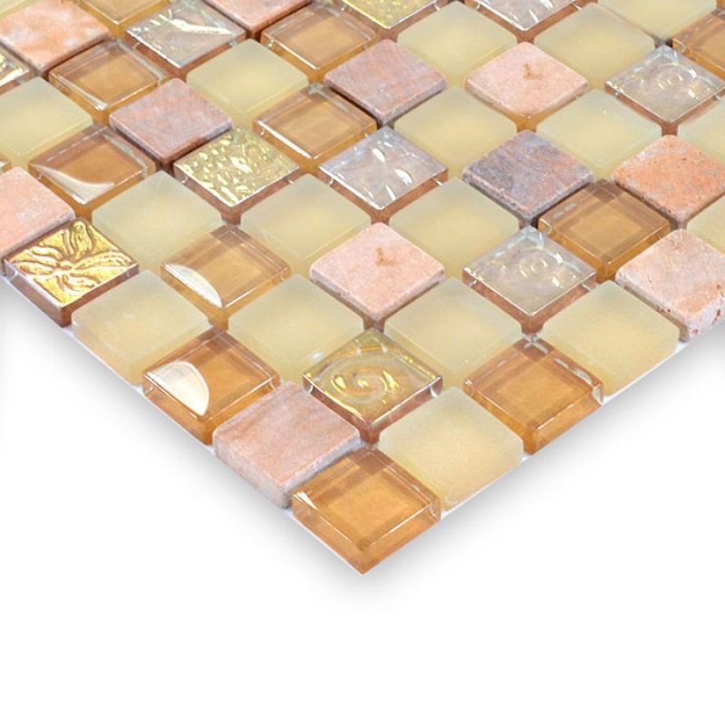Glass Stone Mosaic Tiles Yellow Mix Glass Stone Mosaic Tiles Yellow Mix Frosted Crystal Tile Hm0012